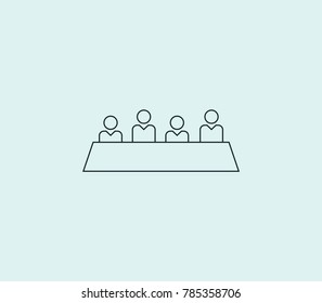 Meeting icon line isolated on clean background. Interview concept drawing icon line in modern style. Vector illustration for your web site mobile logo app UI design.