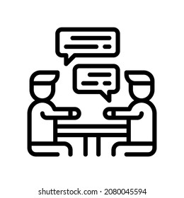 Icono de reunión, Icono de estilo de línea ilustración vectorial, Adecuado para sitio web, aplicación móvil, impresión, presentación, infografía y cualquier otro proyecto.
