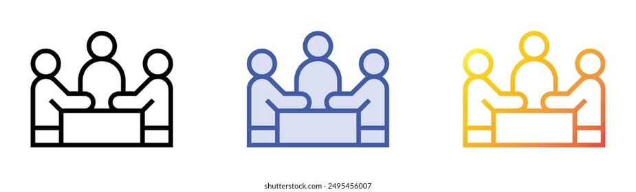 meeting icon. Linear, Blue Fill and Gradient Style Design Isolated On White Background