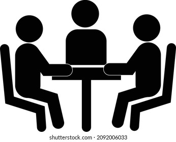 Icono de reunión sobre fondo blanco. Firma de las charlas de negocios. símbolo de hombre de negocios. estilo plano.
