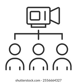 Meeting icon, Online meeting symbol outline icon, editable vector illustration and transparent graphic element. Isolated on white background