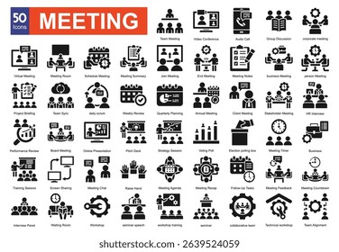  Meeting icon  pack collection set for business and people

