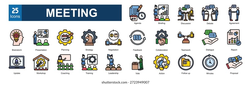  Conjunto de iconos de reunión colecciones Conjuntos