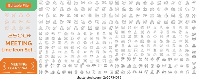 Meeting icon set Big. Contains related to consultation, meeting, social, video, call, room, meet and more. Minimalist set of line pictogram. Editable stroke. Vector illustration. 