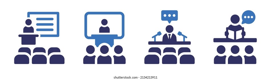 Meeting icon set. Conference symbol vector illustration.