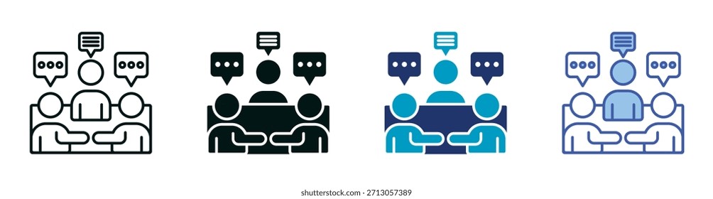 Conjunto de iconos de reuniones que consta de varios estilos Ilustración vectorial