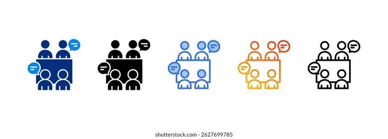 Meeting Icon Set Multiple Style Vector Illustration