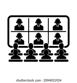 conjunto de iconos de reunión, símbolo de signo vectorial del conjunto de iconos de reunión en línea