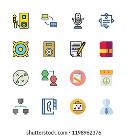 meeting icon set. vector set about speaker, note, agenda and presentation icons set.