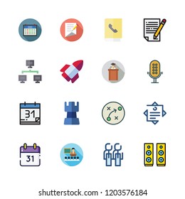 meeting icon set. vector set about speaker, agenda, notes and lecture icons set.
