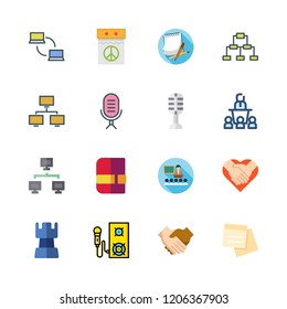 meeting icon set. vector set about conference, notes, lecture and network icons set.