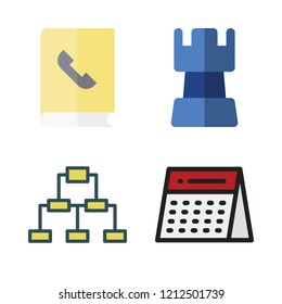 meeting icon set. vector set about strategy, agenda, network and calendar icons set.