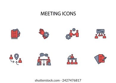 Meeting icon set.vector.Editable stroke.linear style sign for use web design,logo.Symbol illustration.