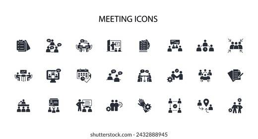Meeting icon set.vector.Editable stroke.linear style sign for use web design,logo.Symbol illustration.