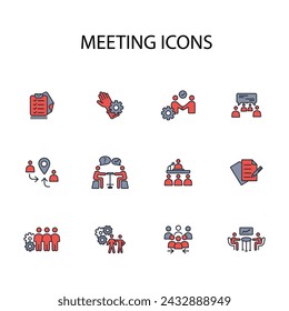 Meeting icon set.vector.Editable stroke.linear style sign for use web design,logo.Symbol illustration.