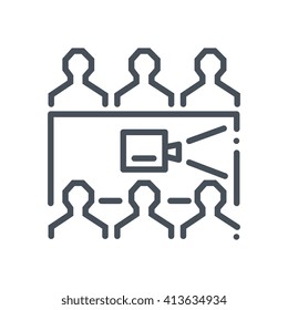 Meeting icon suitable for info graphics, websites and print media and  interfaces. Hand drawn style, pixel perfect line vector icon.