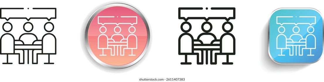 meeting icon. Thin Linear, Regular and Button Style Design Isolated On White Background