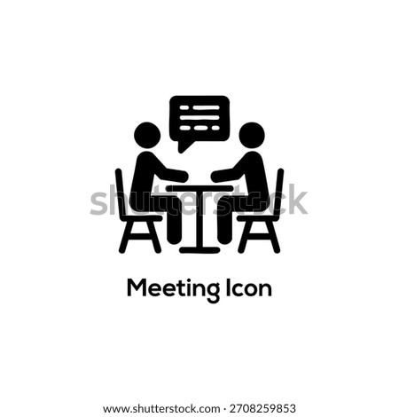 Meeting Icon with Two People at Table and Speech Bubble, Representing Business Discussion, Interview, Communication, and Collaboration