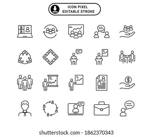 Vector de icono de reunión. Trazo editable