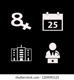 meeting icon. meeting vector icons set march calendar, office building, calendar and public speaker