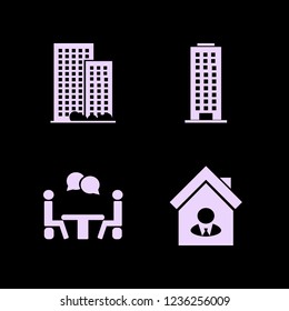 meeting icon. meeting vector icons set house seller, office building and talking people