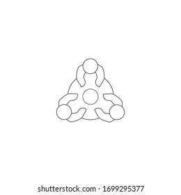 Meeting icon vector illustration on a table, circle, line icon, Flat vector collaboration icon symbol sign from modern startup strategy and success collection. Editable Stroke. 58x58 Pixel Perfect.