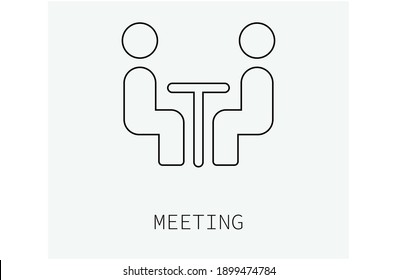 Meeting icon vector. Linear style sign for mobile concept and web design. Meeting symbol illustration. Pixel vector graphics - Vector