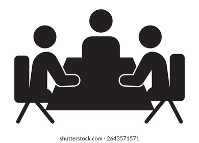 
Vector de icono de reunión. Personas con icono de mesa en estilo plano. Concepto de negocio de diálogo de altavoz. Ilustración vectorial de conferencia de trabajo en equipo sobre fondo aislado blanco. 