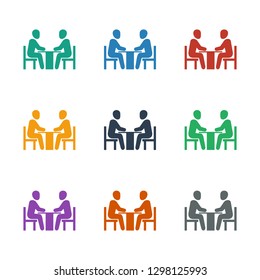 meeting icon white background. Editable filled meeting icon from office. Trendy meeting icon for web and mobile.
