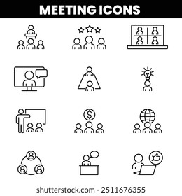 Iconos de reuniones - Línea de Vector.