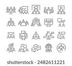 Meeting Icons - Vector Line. Editable Stroke.