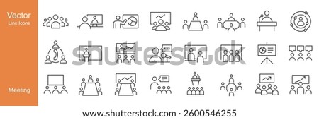 Meeting Icons - Vector Line. Editable Stroke.