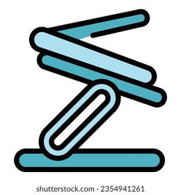 Meeting laptop stand icon outline vector. Computer work. Posture review color flat