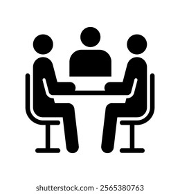 Meeting line icon black set. Containing seminar, business meeting, presentation, interview, conference, assembly, agreement and discussion icons. Solid icon collection. Vector illustration