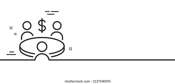 Meeting line icon. Business teamwork sign. Group of people symbol. Minimal line illustration background. Meeting line icon pattern banner. White web template concept. Vector