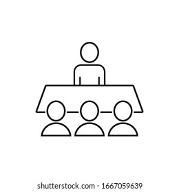 Meeting line icon, concept sign, outline vector illustration, linear symbol. Pixel perfect vector graphics