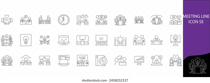 Meeting line icon set flat Simple outline icon set.