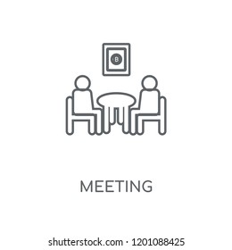 Meeting linear icon. Meeting concept stroke symbol design. Thin graphic elements vector illustration, outline pattern on a white background, eps 10.