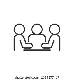 Meeting, linear icon. A negotiating table. People at the table. Line with editable stroke