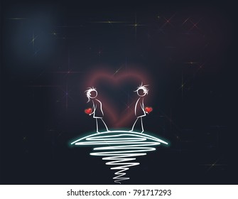 Meeting lovers. Images for design. Vector illustration