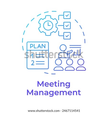Meeting management blue gradient concept icon. Daily schedule agenda, planner. Community administration. Round shape line illustration. Abstract idea. Graphic design. Easy to use in infographic
