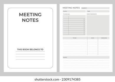 Meeting minutes log vector design template	