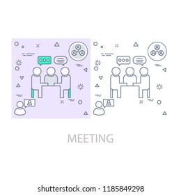 meeting Modern flat color line vector icon