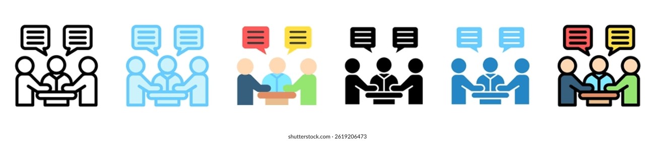 Meeting multi style, mini illustration icon. use for modern concept, print, UI, UX kit, web and app development. Vector EPS 10, related to labor day, industry, worker.