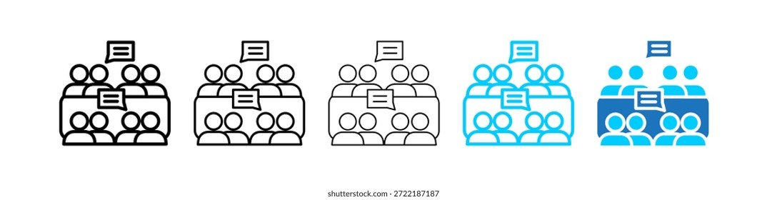 Ilustración de conjunto de iconos de varios estilos de reunión