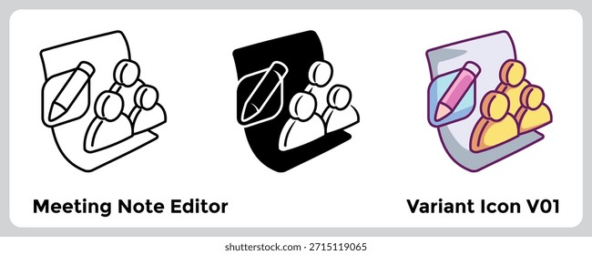 O Editor de Anotações de Reunião mantém a colaboração sob controle com anotações organizadas. Estilo Linha, Preenchido, Cor.
