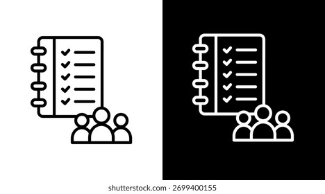 Diseño de conjunto de iconos blancos de nota de reunión