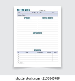 Meeting Notebook Page template Design