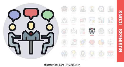 Meeting in the office, brainstorming session or teamwork icon. Simple color version from a series of business icons