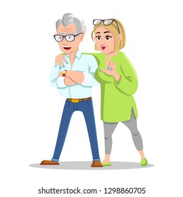 Meeting old friends. Group of cheerful senior people hipsters gathering and having fun. Concept happy family. Fashion grandfather and grandmother. Happy pensioners at retirement on white background.